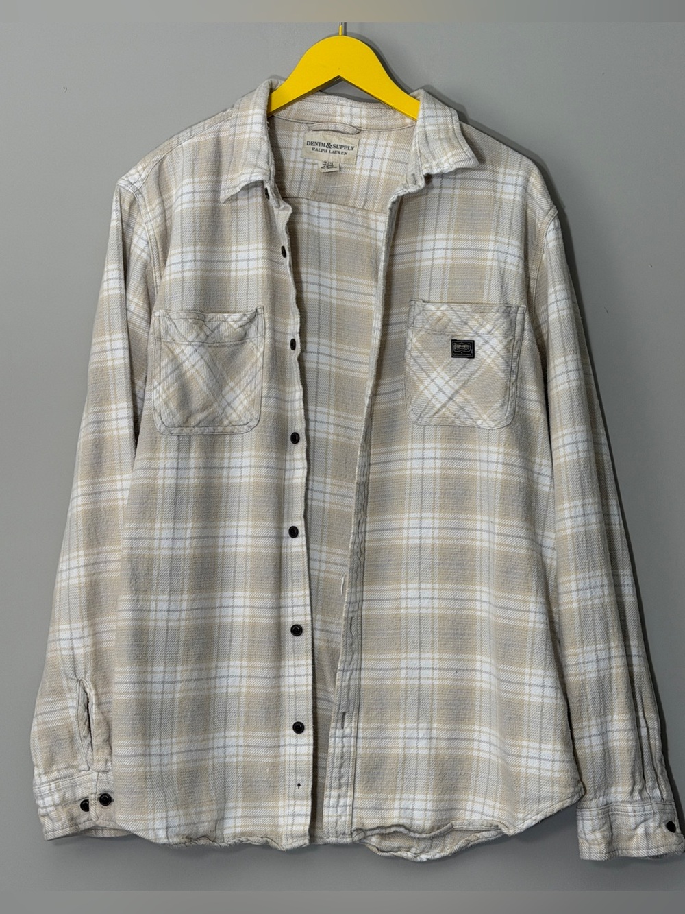 Ralph Lauren Denim & Supply cream plaid button up shirt XXL